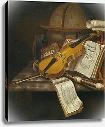 Постер Коллиер Эдвард A Vanitas Still Life With A Violin, A Recorder And A Score Of Music On A Marble Table-Top