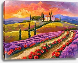 Постер Sunset reflections on poppy petals