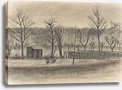 Постер Хенриет Хенк Landschap met bomen en een schuurtje