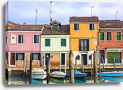Постер Красочные дома и лодки Венеции