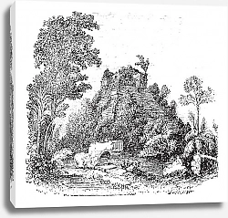 Постер The castillo at Chichen Itza vintage engraving