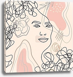 Постер Abstract woman portrait in modern linear minimalistic style