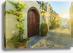 Постер Санторини, Греция. Oia street at sunrise