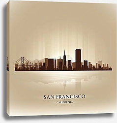 Постер Силуэты Сан-Франциско: Город на горизонте Калифорнии