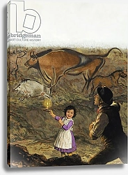 Постер Школа: Английская 20в. Marcelino Sanz de Sautuola and his daughter Maria discover the cave paintings at Altamira