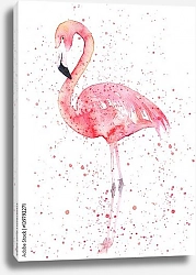 Постер Акварельный фламинго в брызгах краски