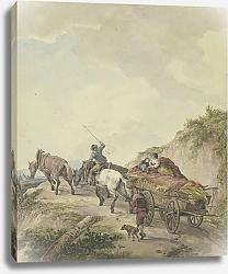Постер Кобель Уильям Bauernwagen in bergiger Landschaft