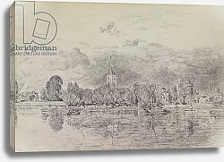 Постер Констебль Джон (John Constable) Fulham church from across the River, 1818