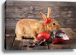 Постер Кролик с красными шоколадными яйцами