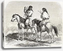Постер Comanche indians horseback. Created by Duveaux. Published on Le Tour du Monde, Paris, 1860