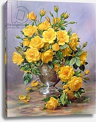 Постер Уильямс Альберт (совр) Bright Smile - Roses in a Silver Vase