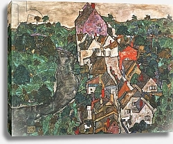 Постер Шиле Эгон (Egon Schiele) Landscape at Krumau, 1910-16