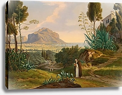 Постер Лер Эмиль Людвиг Вид на залив Палермо и гору Монте-Пеллегрино