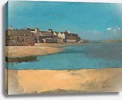 Постер Редон Одилон Деревня на берегу моря в Бретани