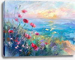 Постер Dawn’s gentle touch on seaside blooms