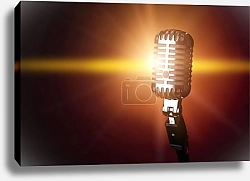 Постер Ретро микрофон и абстрактный фон со звуковыми волнами