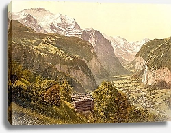 Постер Швейцария. Лаутербруннен и гора Юнгфрау