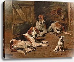 Постер Эммс Джон Гончие и терьер в конюшне