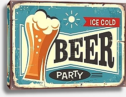 Постер Пивная вечеринка, ретро вывеска для паба