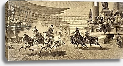 Постер Школа: Испанская 19в. Chariot race at Roman games, after a painting by Alejandro Wagner