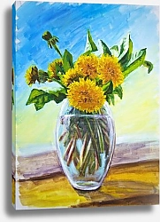 Постер Одуванчики в стеклянной вазе