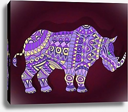 Постер Носорог с фиолетовым орнаментом
