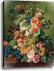 Постер Брассел Паулюс Flowers, Fruit And A Corn On The Cob On A Table Ledge