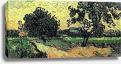 Постер Ван Гог Винсент (Vincent Van Gogh) Пейзаж с Шато Овер на закате