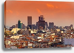 Постер Испания. Небоскребы  Мадрида на закате