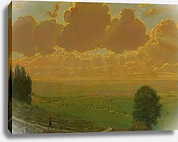 Постер Тома Ханс Солнечный луч над Зекингеном, Шварцвальд, Подпись Инициалами Художника И Датирована 1910 Годом