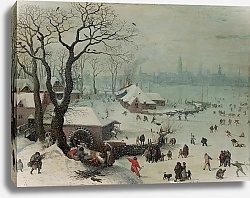 Постер Зимний пейзаж со снегопадом близ Антверпена