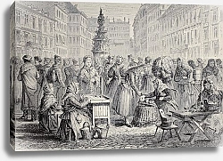 Постер Brno market, Czech Republic. Original, created by Lallemand, published on L'Illustration, Jounrnal U