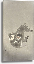 Постер Косон Охара Two monkeys playing