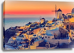 Постер Греция, Санторини. Красно-желтый закат