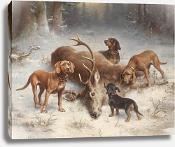 Постер Райхерт Карл Потные собаки с убитым оленем