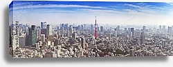 Постер Япония, Токио. Панорама в ясный солнечный день