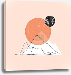 Постер Гора с луной и солнцем