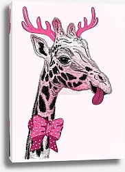 Постер Милый розовый жираф с рогами