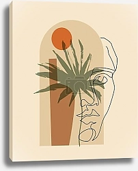 Постер Мужской силуэт на фоне тропиков