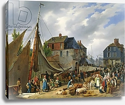 Постер Лепринс Август Loading Livestock onto the 'Passager' in the Port of Honfleur, 1823