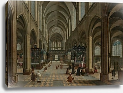 Постер Стенвейк Хендрик The interior of Antwerp Cathedral with figures attending a Mass