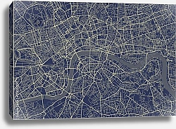 Постер План города Лондон, Великобритания, в синем цвете