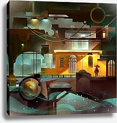 Постер Освещение механического города будущего