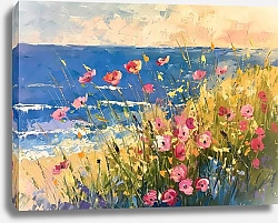 Постер Poppy fields meet the ocean’s edge