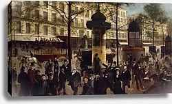 Постер Гиль Андре Esquisse pour un panorama du boulevard Montmartre animé des personnalités parisiennes contemporaines