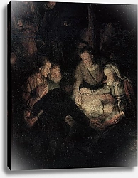 Постер Рембрандт (Rembrandt) The Adoration of the Shepherds, detail, 1646