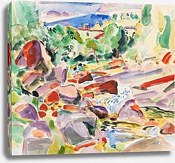 Постер Молль Оскар Steiniger Bach in südlicher Landschaft