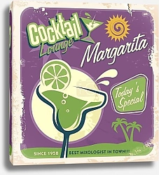 Постер Ретро плакат с популярным коктейлем маргарита