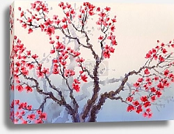 Постер Акварельная сакура в китайском стиле