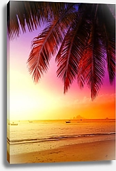 Постер Красивый закат над пляжем